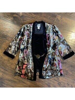 R&M Richards VTG Velvet Kimono Jacket Built In Top Boho Artsy Women’s Plus Sz 16